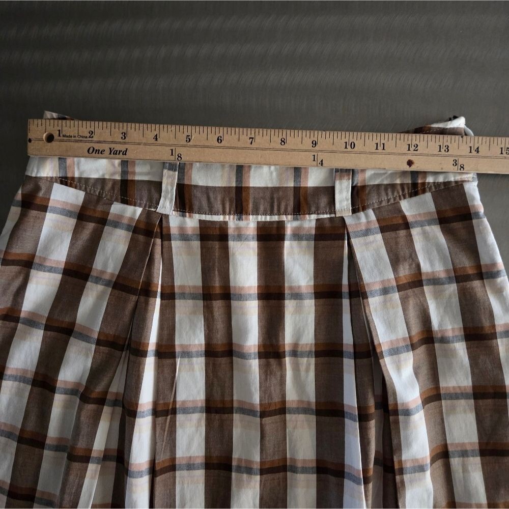 Maeve Pleated Plaid Maxi Skirt A-Line Preppy Academia Brown Skirt Size 4 - Picture 6 of 9